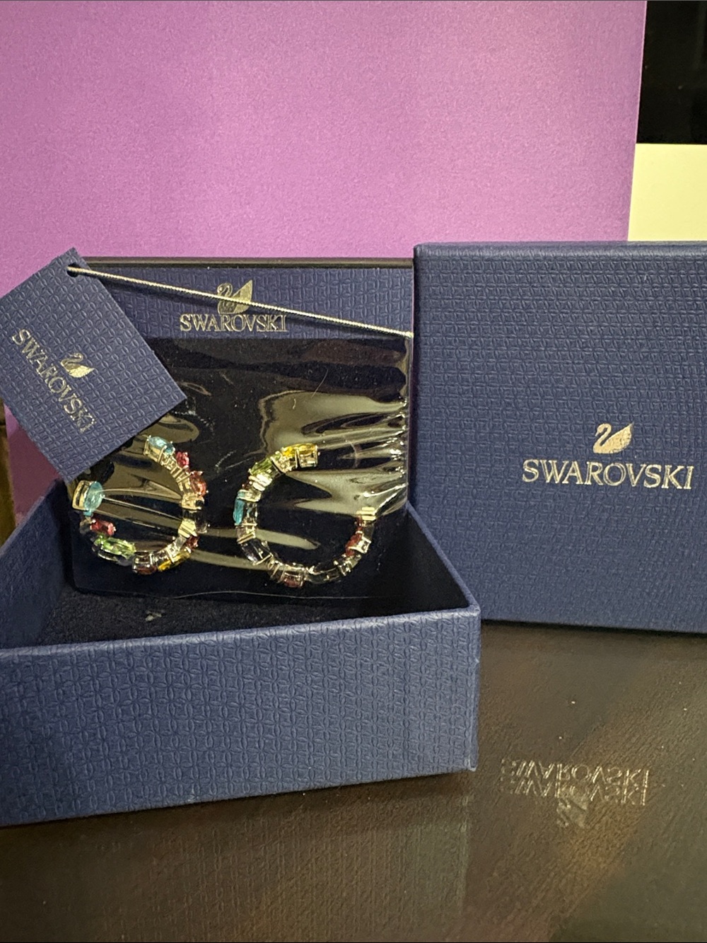 Swarovski Hoop Earrings with Multicolored Crystals